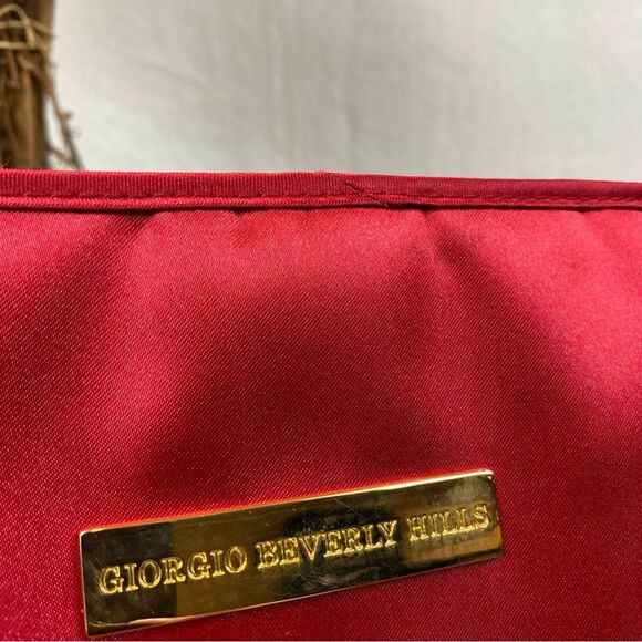 ❤️ Giorgio Beverly Hills Red Satin Zip Close Cosmetic Makeup Bag - Picture 6 of 9